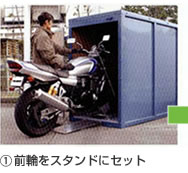 1.前輪をスタンドにセット